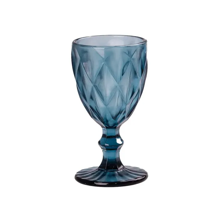Келих для вина фігурний гранований з товстого скла набір 6 шт Синій (HP034BL) - зображення 3