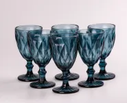 Келих для вина високий фігурний гранований з товстого скла набір 6 шт (HP035BL)