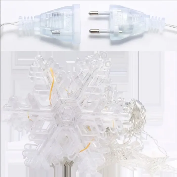 Гірлянда штора 3х0,9 м світлодіодна сніжинка і зірка LED 108L 12 шт мідний провід 9V 360 градусів жовта (1733063Y) - зображення 2