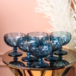 Креманка для морозива фігурна гранована з товстого скла набір 6 шт (HP037BL)