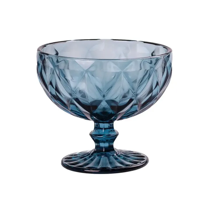 Креманка для морозива фігурна гранована з товстого скла набір 6 шт (HP037BL) - зображення 2