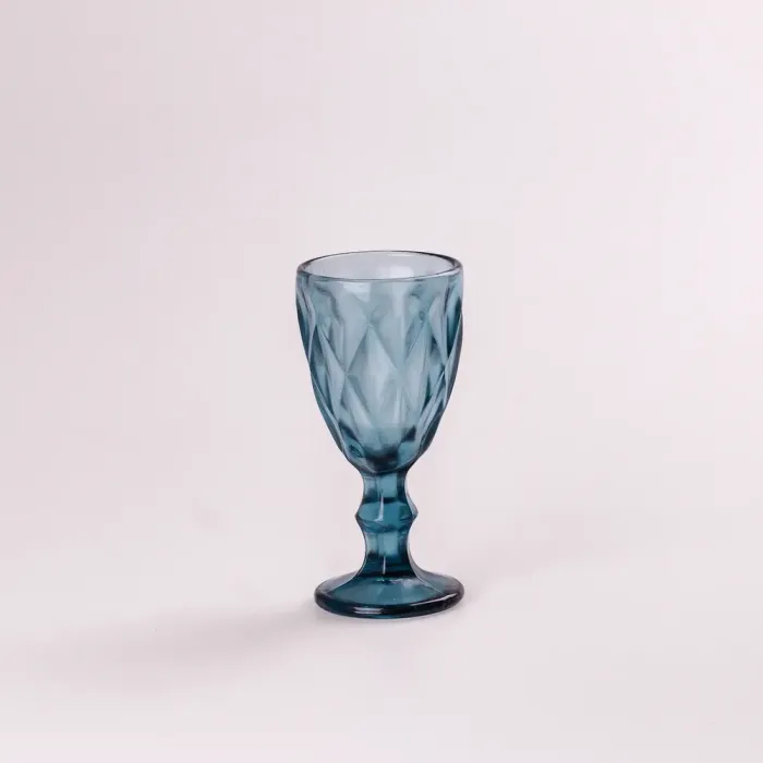 Чарка на ніжці для міцних напоїв фігурна гранована з товстого скла набір 6 шт (HP001BL) - зображення 3