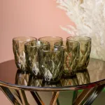 Склянка для напоїв фігурна гранована з товстого скла набір 6 шт Зелений (HP032GR)