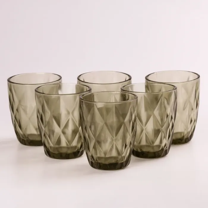 Склянка для напоїв фігурна гранована з товстого скла набір 6 шт Зелений (HP032GR) - зображення 3