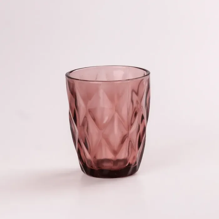 Склянка для напоїв фігурна гранована з товстого скла набір 6 шт Рожевий (HP032P) - зображення 2