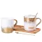 Набор керамических чашек с подставкой и ложкой 400 мл с позолотой 2 штуки (HP69)