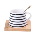 Чашка керамічна 200 мл Geometry з підставкою та ложкою Смужка (HP76ST)