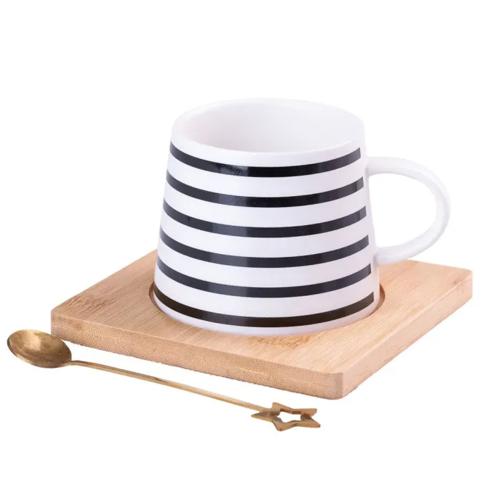 Чашка керамическая 200мл Geometry с подставкой и ложкой. (HP76ST) - изображение 2