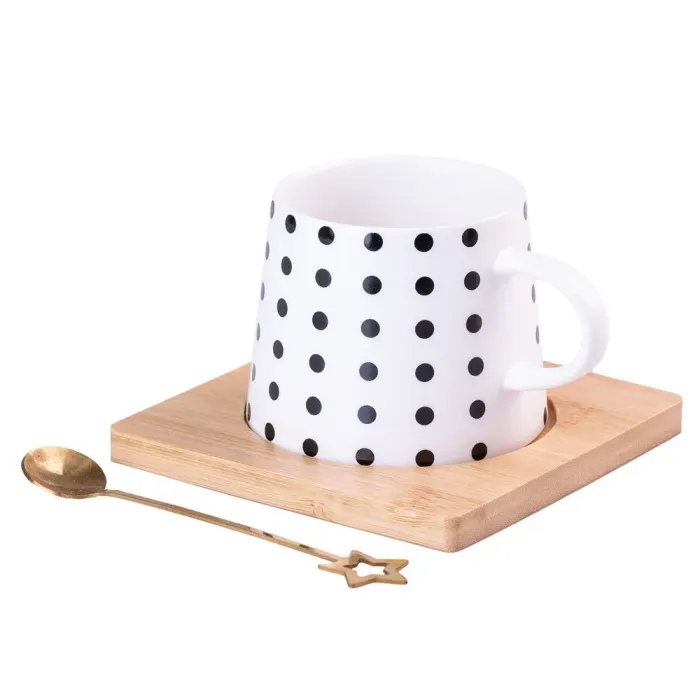 Чашка керамическая 200 мл Geometry с подставкой и ложкой В точку (HP76PAT) - изображение 1