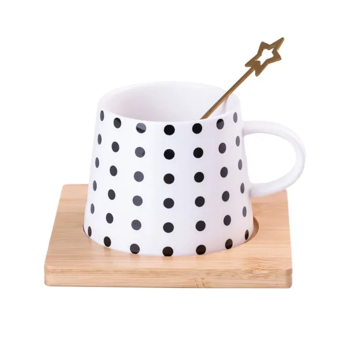 Чашка керамическая 200 мл Geometry с подставкой и ложкой В точку (HP76PAT) - изображение 2