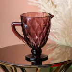 Глек для напоїв 1.3 л фігурний гранований з товстого скла Рожевий (HP038P)