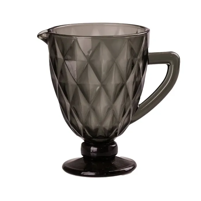 Глек для напоїв 1.3 л фігурний гранований з товстого скла Сірий (HP038G) - зображення 2