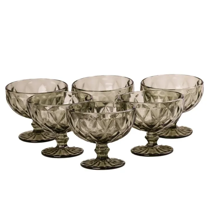 Креманка для мороженого фигурная граненая из толстого стекла набор 6 шт. - изображение 3