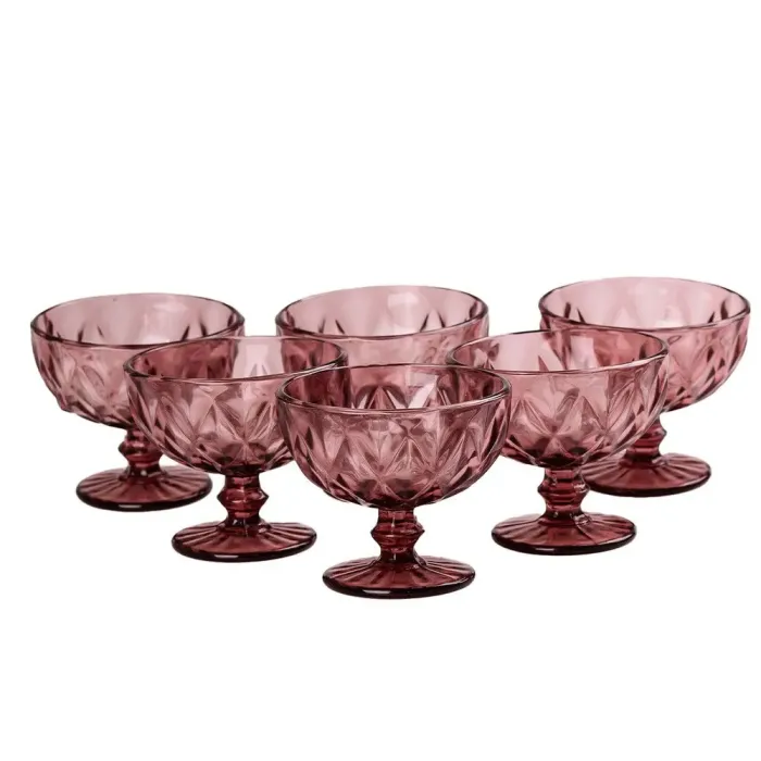 Креманка для мороженого фигурная граненая из толстого стекла набор 6 шт. (HP037P) - изображение 3