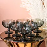 Креманка для морозива фігурна гранована з товстого скла набір 6 шт Сірий (HP037G)