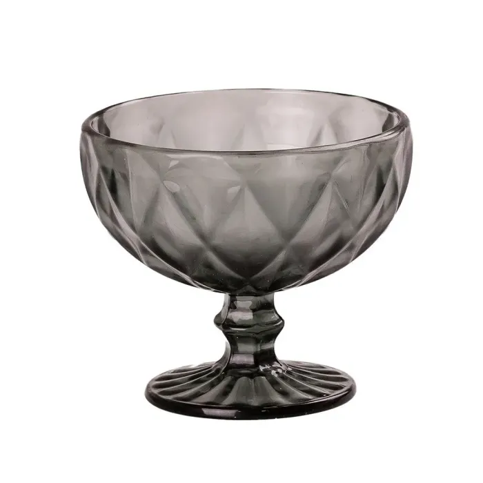 Креманка для мороженого фигурная граненая из толстого стекла набор 6 шт Серый (HP037G) - изображение 2