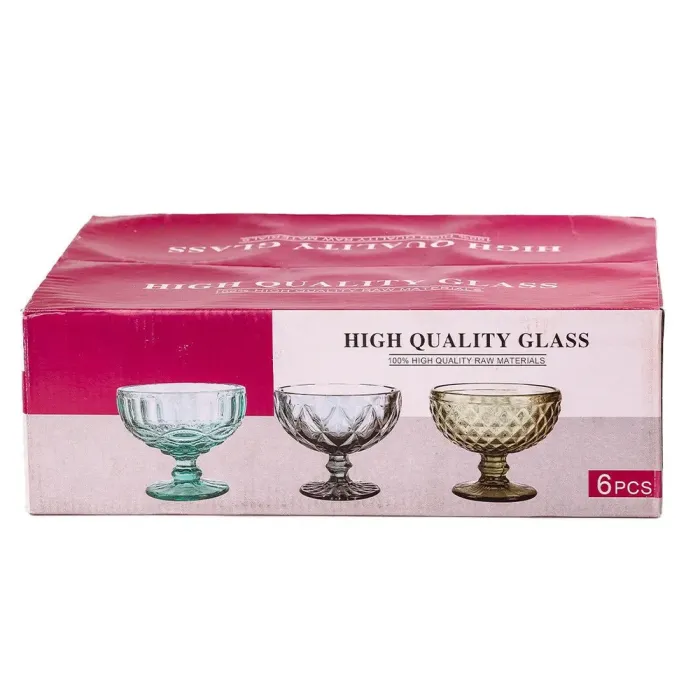 Креманка для мороженого фигурная граненая из толстого стекла набор 6 шт Серый (HP037G) - изображение 3