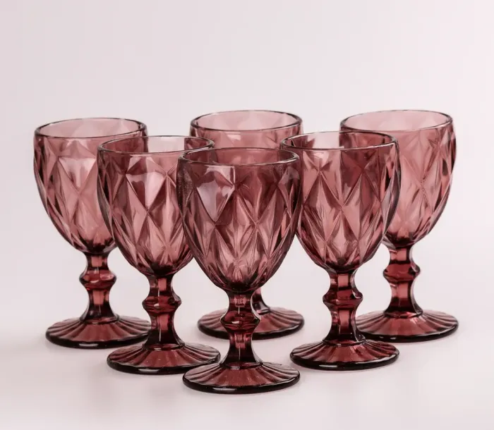 Бокал для вина фигурный из толстого стекла набор 6 шт. (HP034P) - изображение 3