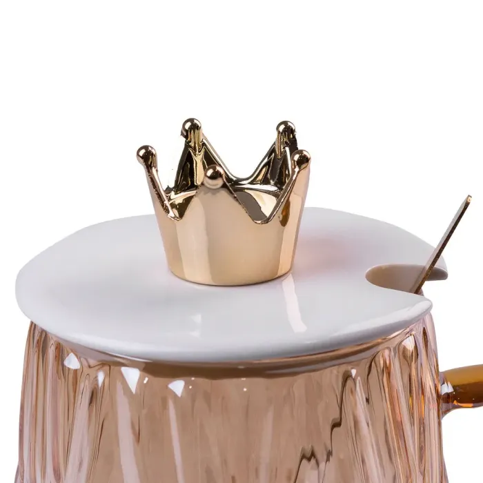 Чашка стеклянная 400 мл с крышкой и ложкой (HP407TC) - изображение 3