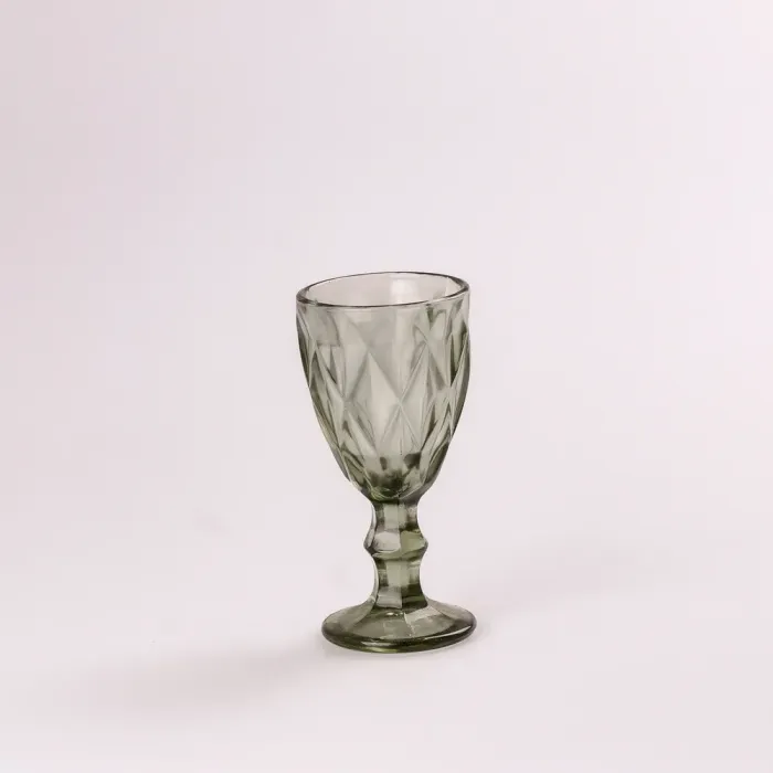 Чарка на ніжці для міцних напоїв фігурна гранована з товстого скла набір 6 шт Зелений (HP001GR) - зображення 2