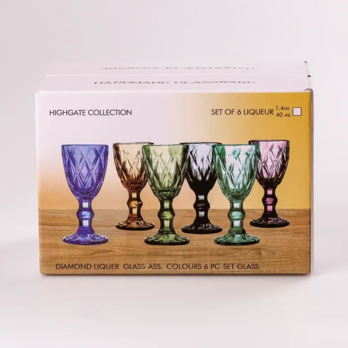 Чарка на ніжці для міцних напоїв фігурна гранована з товстого скла набір 6 шт Зелений (HP001GR) - зображення 4