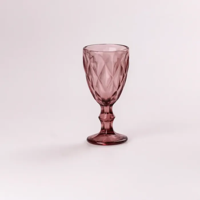 Чарка на ніжці для міцних напоїв фігурна гранована з товстого скла набір 6 шт Рожевий (HP001P) - зображення 2