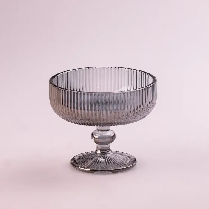Креманка для мороженого фигурная прозрачная ребристая из толстого стекла 6 шт Серый (HP7117G) - изображение 2