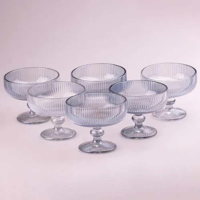 Креманка для мороженого прозрачная ребристая из толстого стекла 6 шт. (HP7117BL) - изображение 3