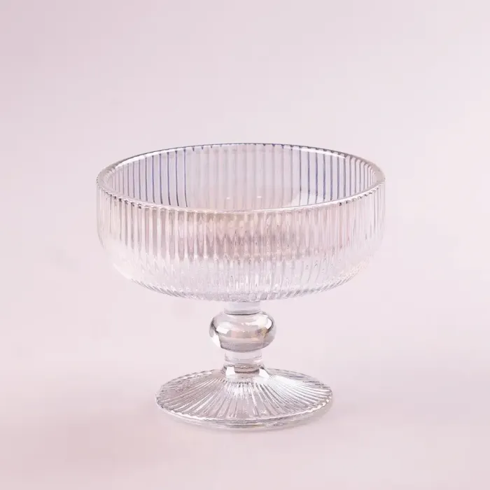 Креманка для мороженого фигурная прозрачная ребристая из толстого стекла 6 шт Rainbow (HP7117RB) - изображение 1