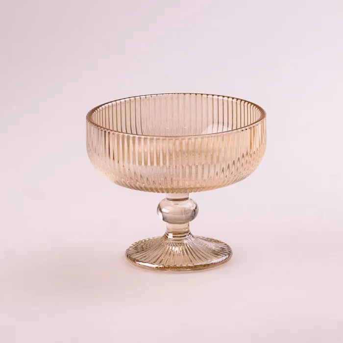 Креманка для мороженого фигурная прозрачная ребристая из толстого стекла 6 шт Tea Color (HP7117TC) - изображение 1