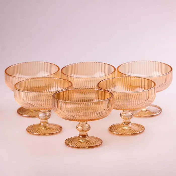 Креманка для мороженого прозрачная ребристая из толстого стекла 6 шт. (HP7117A) - изображение 3