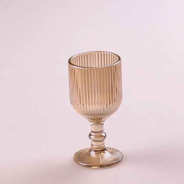 Чарка на ніжці для міцних напоїв фігурна прозора ребриста з товстого скла набор 6 шт Tea Color (HP7111TC) - зображення 2