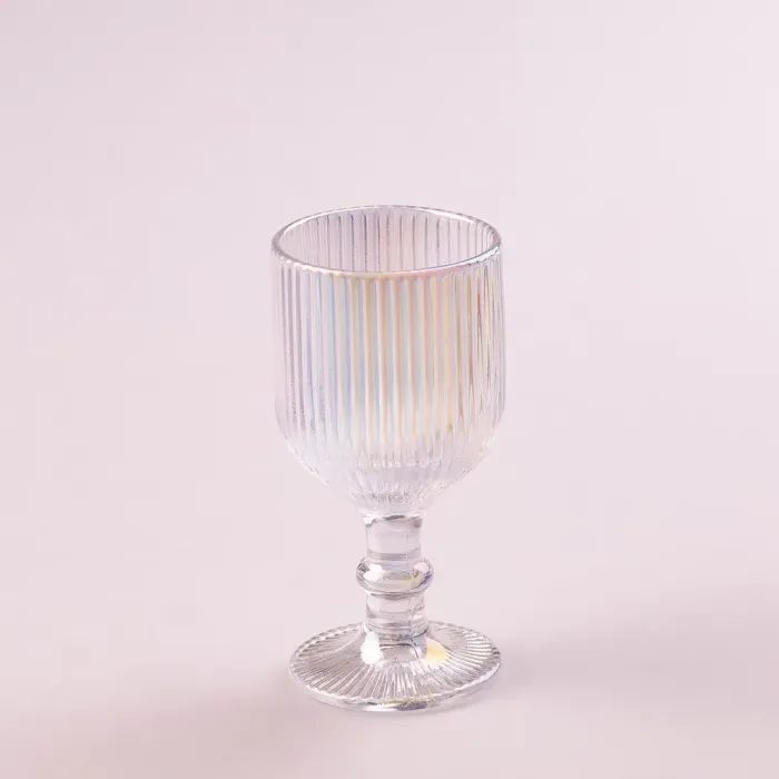 Чарка на ніжці для міцних напоїв фігурна прозора ребриста з товстого скла набор 6 шт Rainbow (HP7111RB) - зображення 2