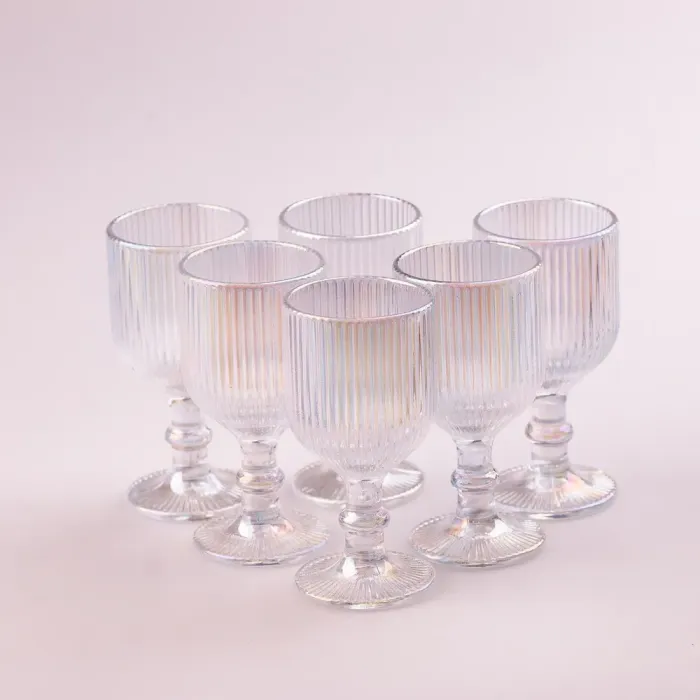 Чарка на ніжці для міцних напоїв фігурна прозора ребриста з товстого скла набор 6 шт Rainbow (HP7111RB) - зображення 3