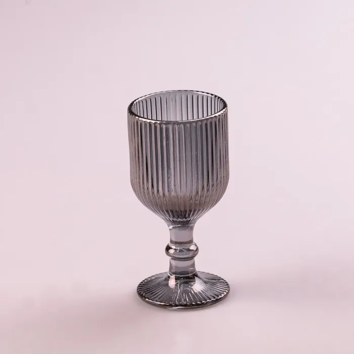 Чарка на ніжці для міцних напоїв фігурна прозора ребриста з товстого скла набор 6 шт Сірий (HP7111G) - зображення 2