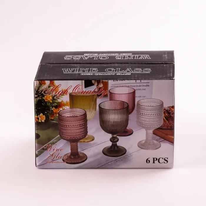 Чарка на ніжці для міцних напоїв фігурна прозора ребриста з товстого скла набор 6 шт Сірий (HP7111G) - зображення 4