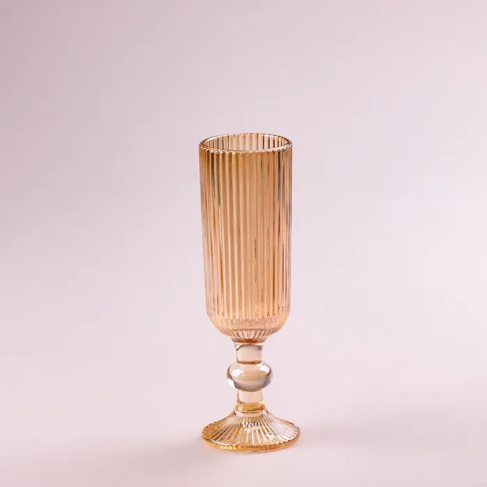 Бокал для шампанского фигурный прозрачный ребристый из толстого стекла набор 6 шт (HP7116A) - изображение 3