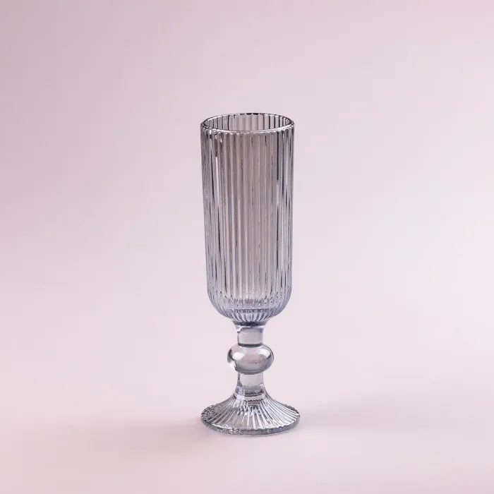 Бокал для шампанского фигурный прозрачный ребристый из толстого стекла набор 6 шт. (HP7116BL) - изображение 3