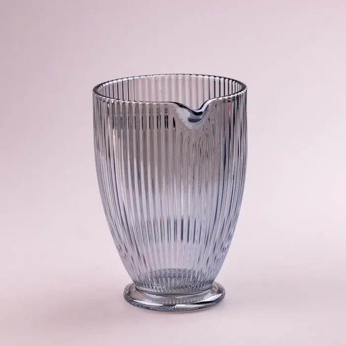 Глек для напоїв 1.2 л фігурний прозорий ребристий із товстого скла Блакитний (HP7118BL) - зображення 3