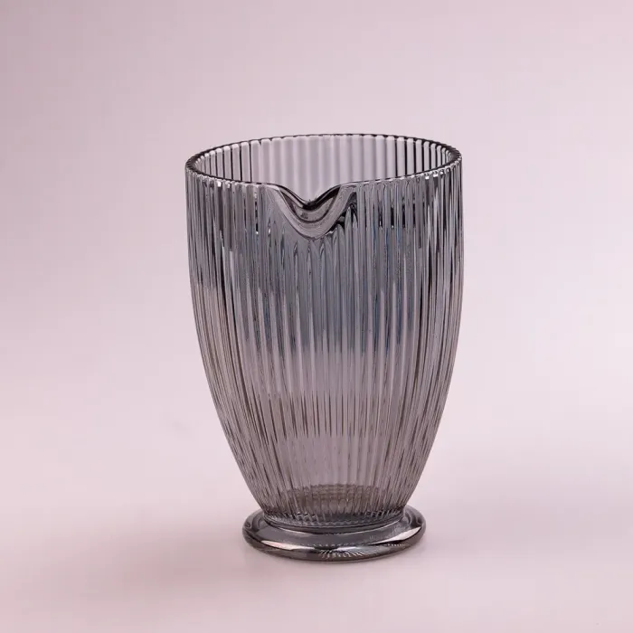 Кувшин для напитков 1.2 л прозрачный ребристый из толстого стекла Серый (HP7118G) - изображение 3