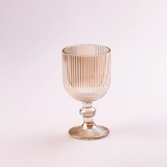 Келих для вина високий фігурний прозорий ребристий з товстого скла набір 6 шт Tea Color (HP7115TC) - зображення 1