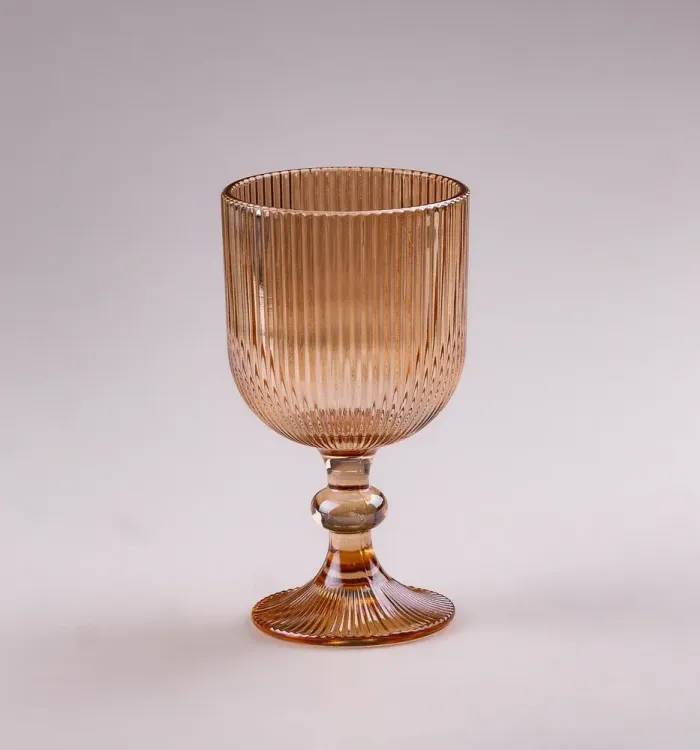 Бокал для вина высокий прозрачный ребристый из толстого стекла набор 6 шт (HP7115A) - изображение 2