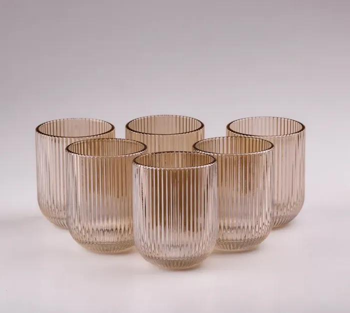 Склянка для напоїв фігурна прозора ребриста з товстого скла набір 6 шт Tea Color (HP7112TC) - зображення 2