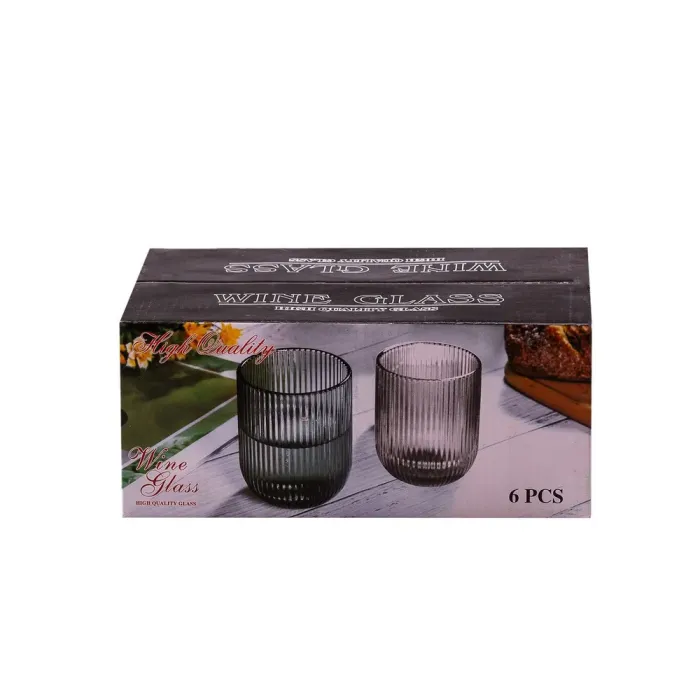 Склянка для напоїв фігурна прозора ребриста з товстого скла набір 6 шт Tea Color (HP7112TC) - зображення 3