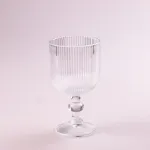 Келих для вина фігурний прозорий ребристий з товстого скла набір 6 шт Бурштиновий (HP7114A)