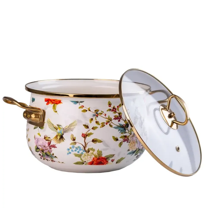 Каструля емальована 4.5 л зі скляною кришкою (HP712) - зображення 1