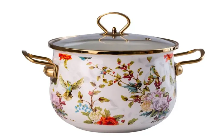 Кастрюля эмалированная 8 л со стеклянной крышкой (HP713) - изображение 1