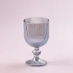 Келих для вина фігурний прозорий ребристий з товстого скла набір 6 шт Блакитний (HP7114BL)