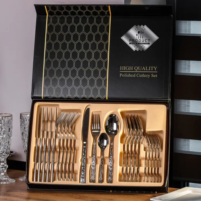 Набір столових приборів із нержавіючої сталі на 6 персон 24 штуки (HP9691) - зображення 1