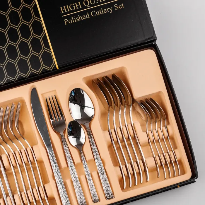 Набір столових приборів із нержавіючої сталі на 6 персон 24 штуки (HP9691) - зображення 6